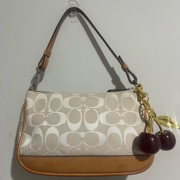 Coach 6094 Signature Leather Jacquard Demi cream Pouch Shoulder Bag Y2K - Picture 1 of 9